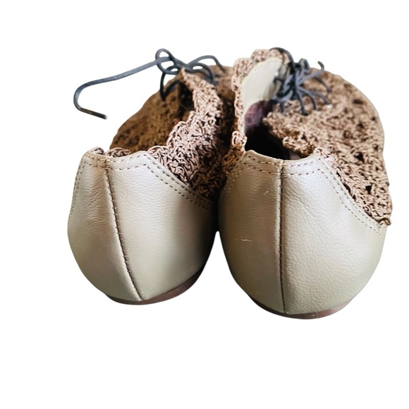 ALL BLACK Brown Crochet Lace Up Loafer Ballet Flats - Picture 4 of 8